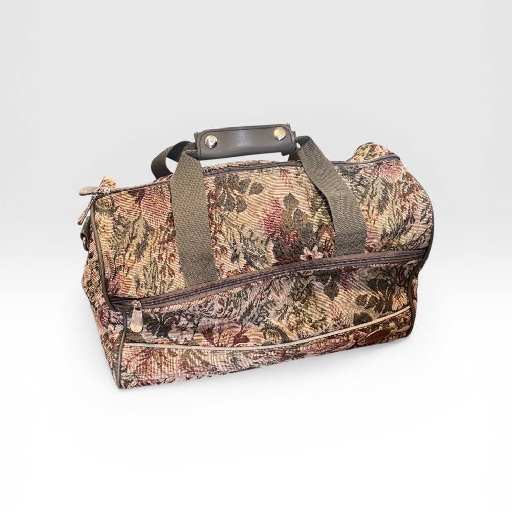 VTG Gloria Vanderbilt Floral Tapestry Duffel - Beige, Olive, Pink